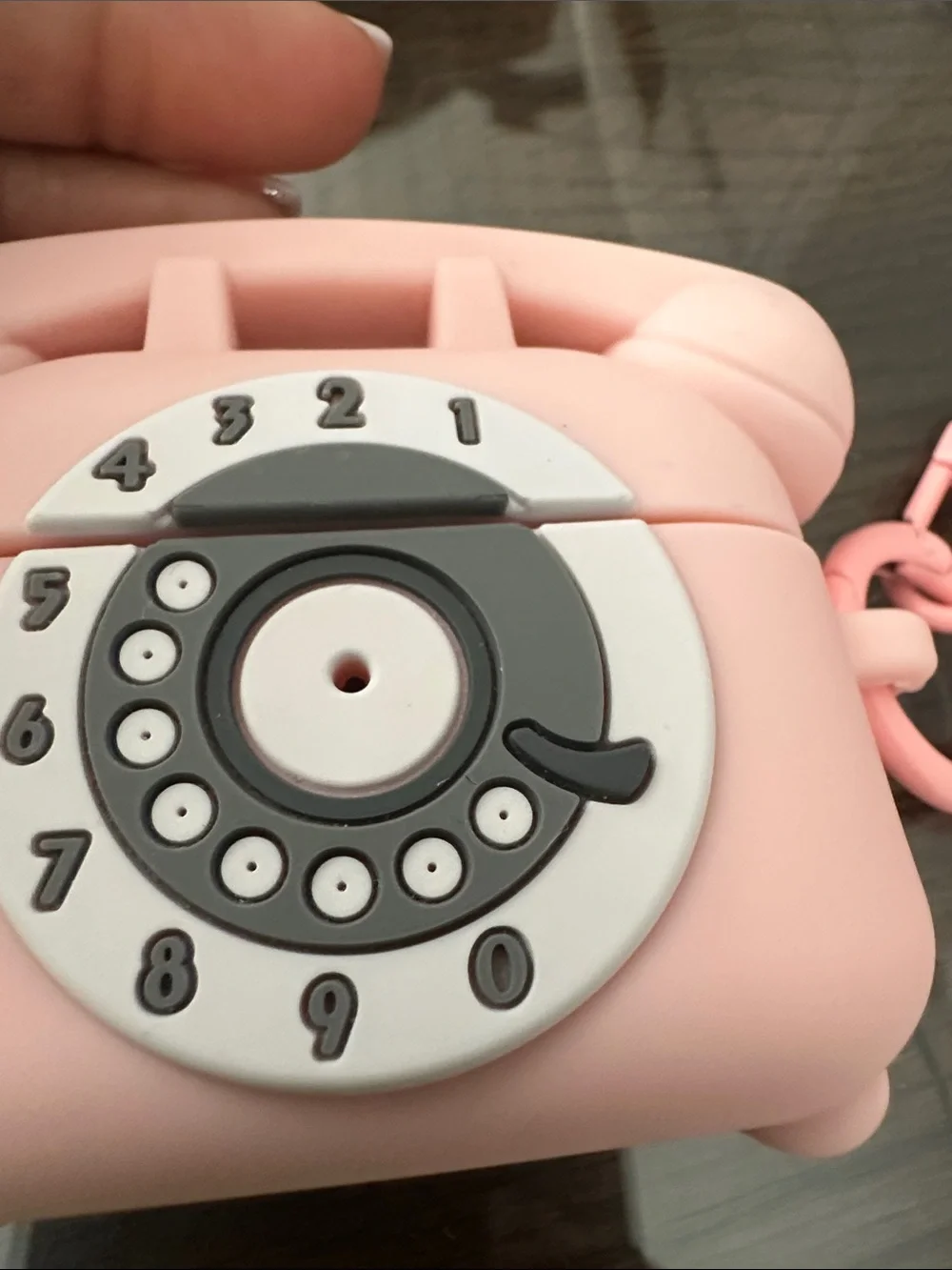 Retro Telephone Pink AirPods Case with Coiled Strap